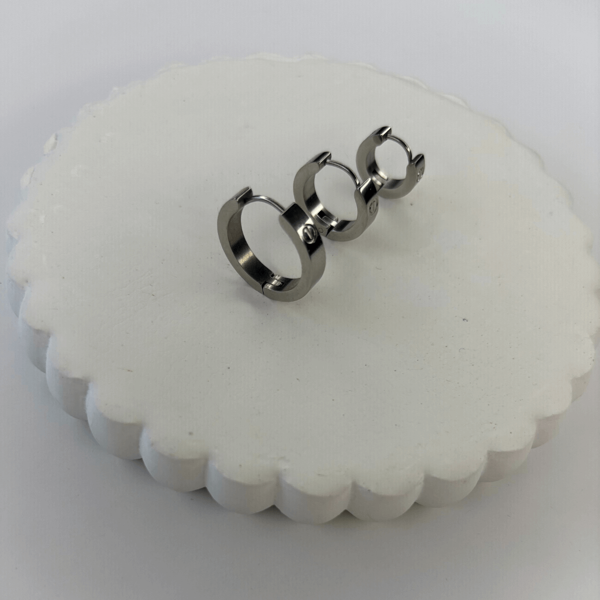 Üçlü Taşlı Silver Halka Küpe