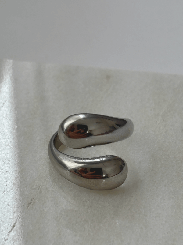 Büyük Çift Damlalı Silver Yüzük