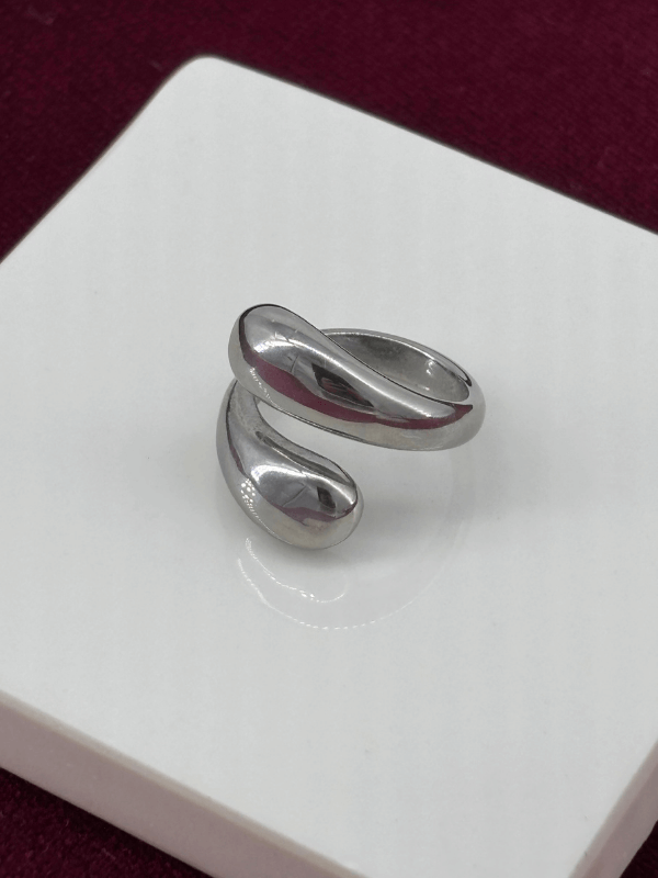 Büyük Çift Damlalı Silver Yüzük