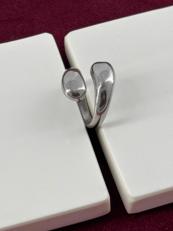 Büyük Çift Damlalı Silver Yüzük