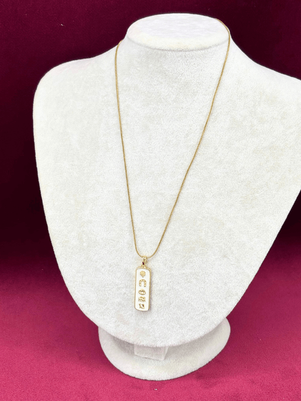 Şans Plakalı Gold Kolye