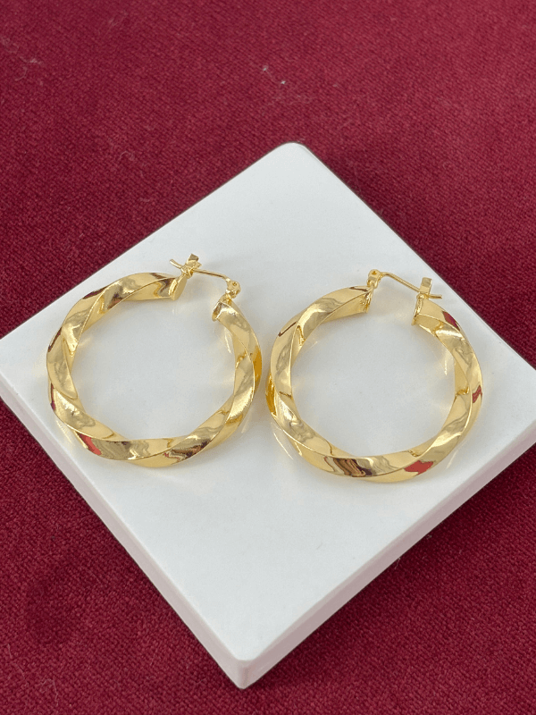 Örme Gold Halka Küpe