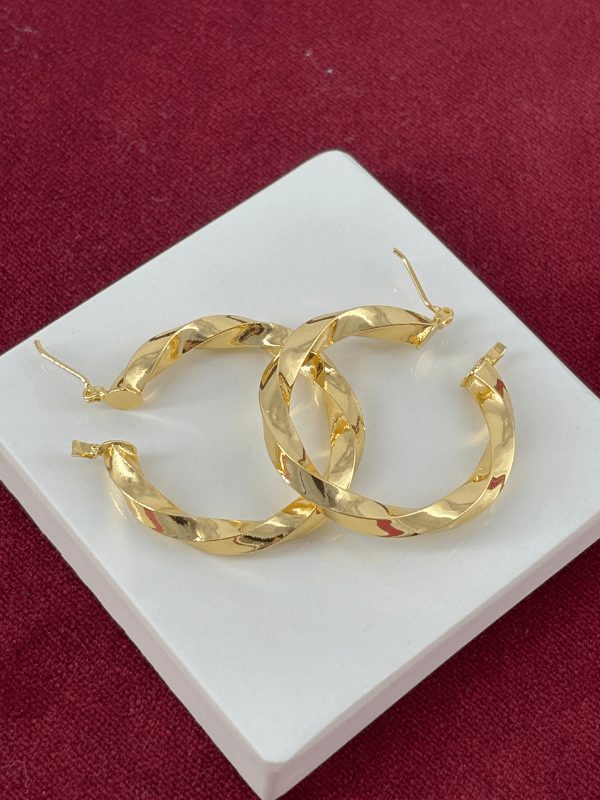 Örme Gold Halka Küpe