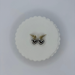 Gümüş Kalpli Altın Toplu Sallantılı Çift Renkli Küpe