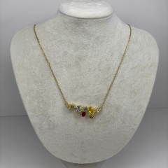 Sıralı Rengarenk Taşlı Gold Kolye