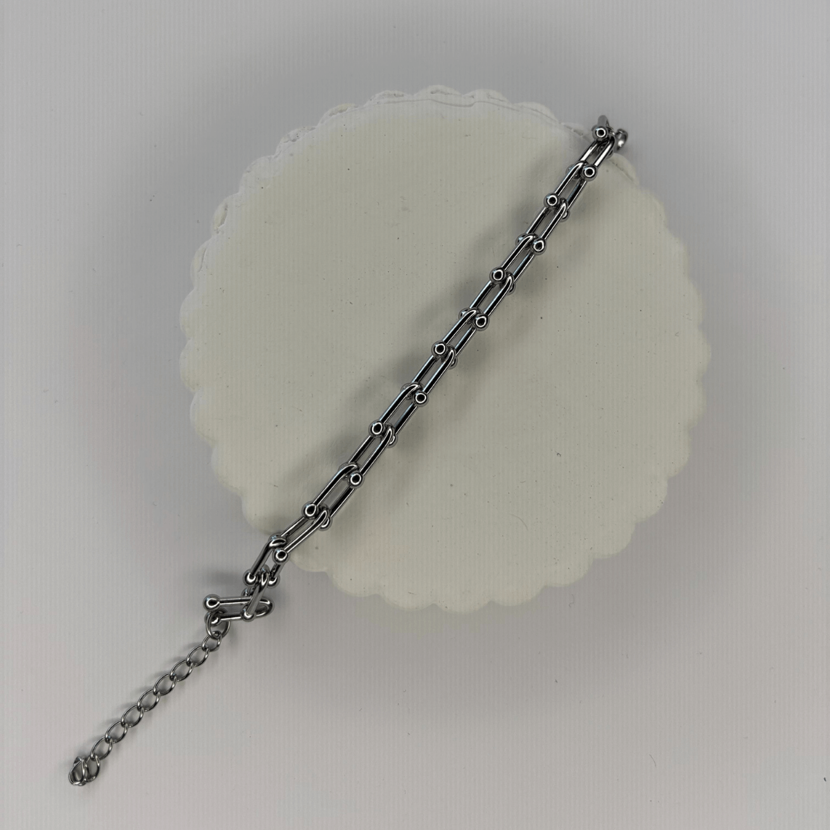 Kısa Tiffany Zincirli Silver Bileklik