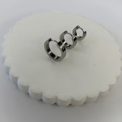 Üçlü Taşlı Silver Halka Küpe