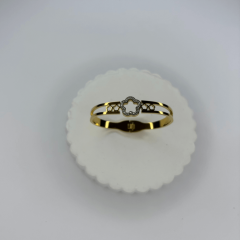 Büyük ve Küçük Taşlı Çiçekli Gold Kelepçe