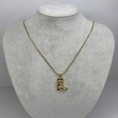 Küçük Taşlı Topuklu Kovboy Çizmeli Gold Kolye