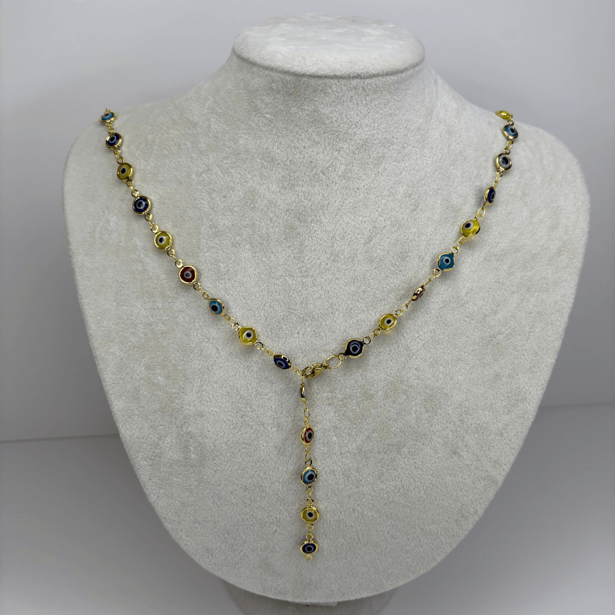 Rengarenk Nazar Boncuklu Gold Y Kolye