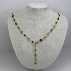 Rengarenk Nazar Boncuklu Gold Y Kolye