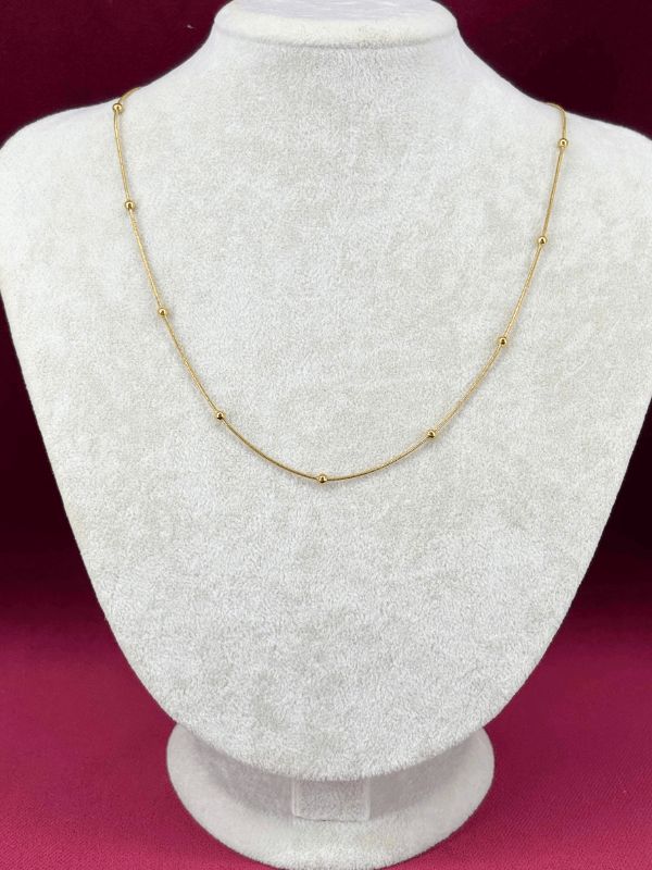 Küçük Dorika Taşlı Uzun Zincirli Gold Kolye