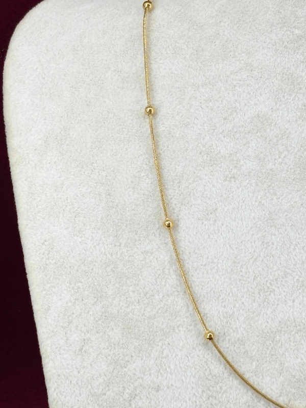 Küçük Dorika Taşlı Uzun Zincirli Gold Kolye