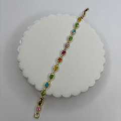 Renkli Sıra Taşlı Gold Bileklik