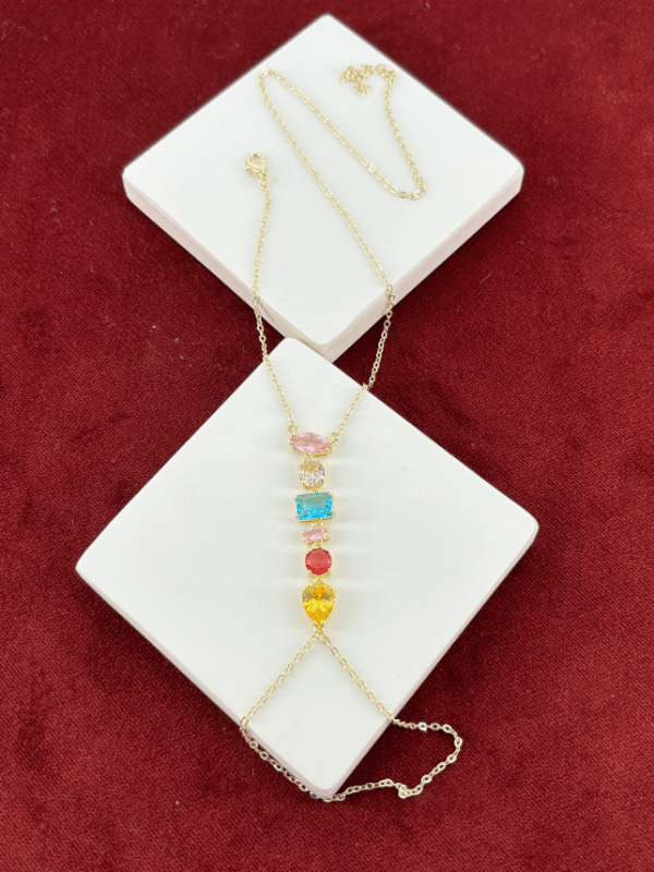 Renkli Taşlı Çift Sarımlı Gold Şahmeran