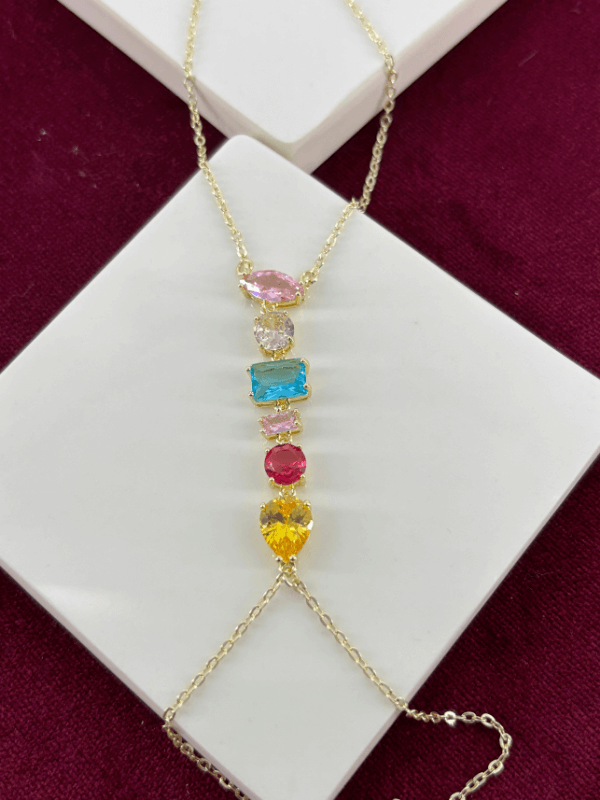 Renkli Taşlı Çift Sarımlı Gold Şahmeran