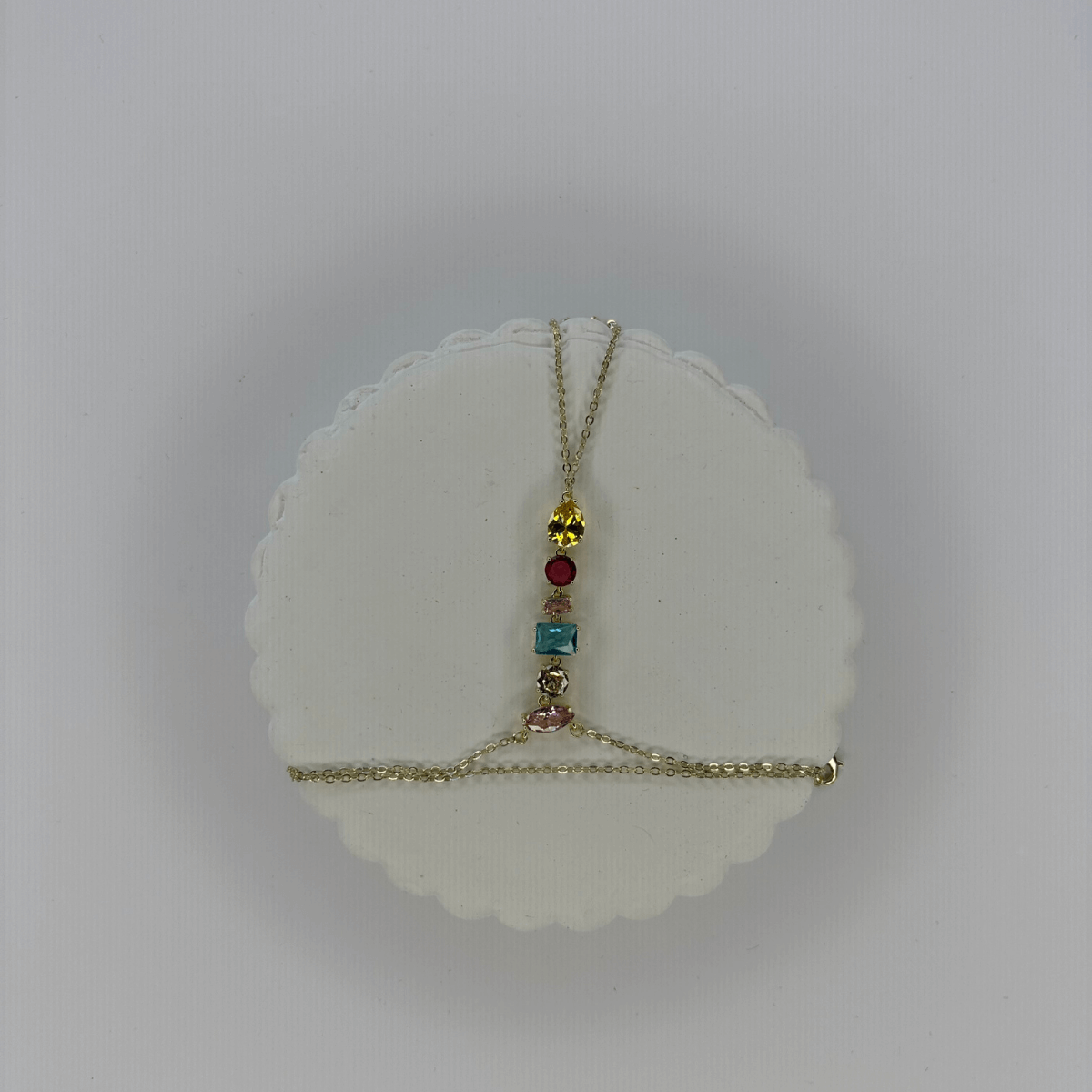 Renkli Taşlı Çift Sarımlı Gold Şahmeran