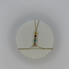 Renkli Taşlı Çift Sarımlı Gold Şahmeran