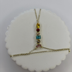 Renkli Taşlı Çift Sarımlı Gold Şahmeran