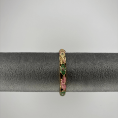 Pembe Yeşil ve Beyaz Renkli Çiçekli Gold Mineli Bilezik