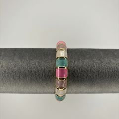 Rengarenk Şekilli Altın Detaylı Gold Kelepçe