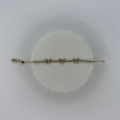 Taşlı Üç Kelebekli Gold Su Yolu Bileklik