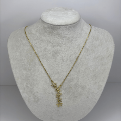 Taşlı ve Yıldızlı Gold Y Kolye