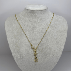 Taşlı ve Yıldızlı Gold Y Kolye