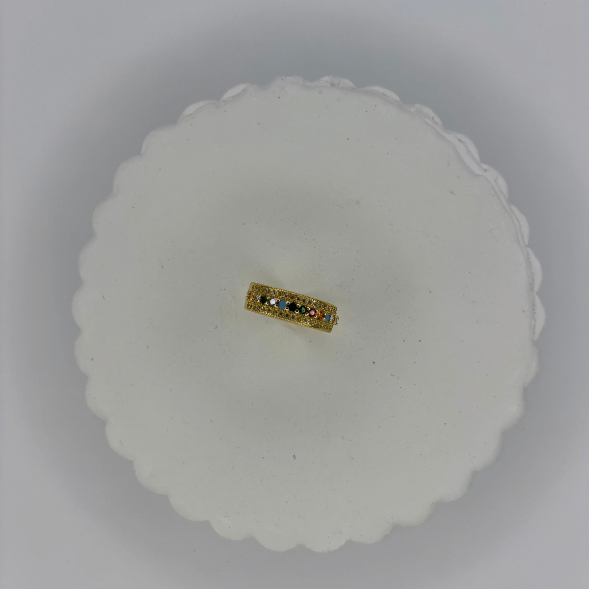 Küçük Renkli Taşlı Gold Yüzük
