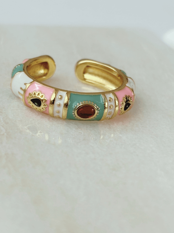 Renkli Taşlı Mineli Yüzük