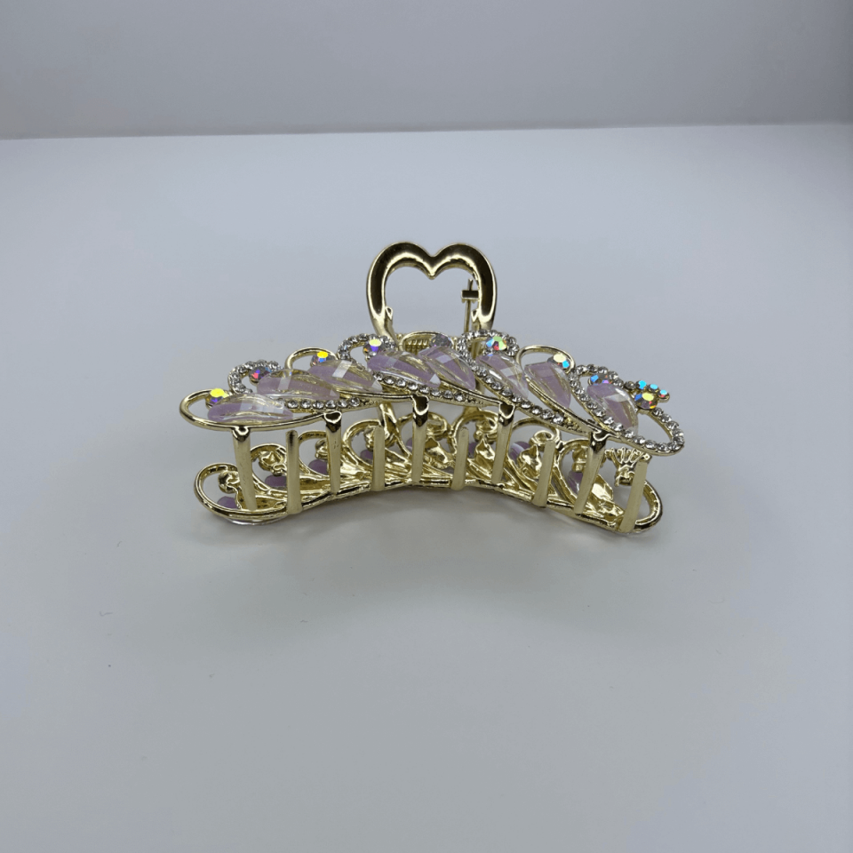 Mor Sedef Yansımalı Parlak Taşlı Gold Renkli Saç Tokası