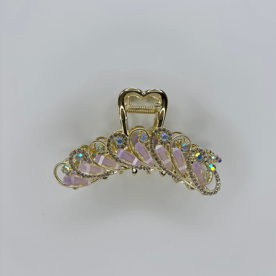 Mor Sedef Yansımalı Parlak Taşlı Gold Renkli Saç Tokası