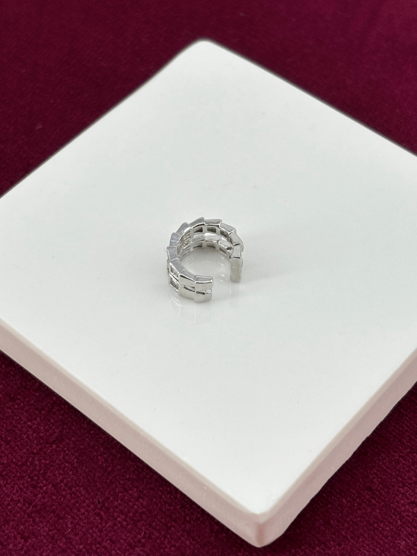 Çift Sıra Parlak Taşlı Ayarlanabilir Silver Earcuff