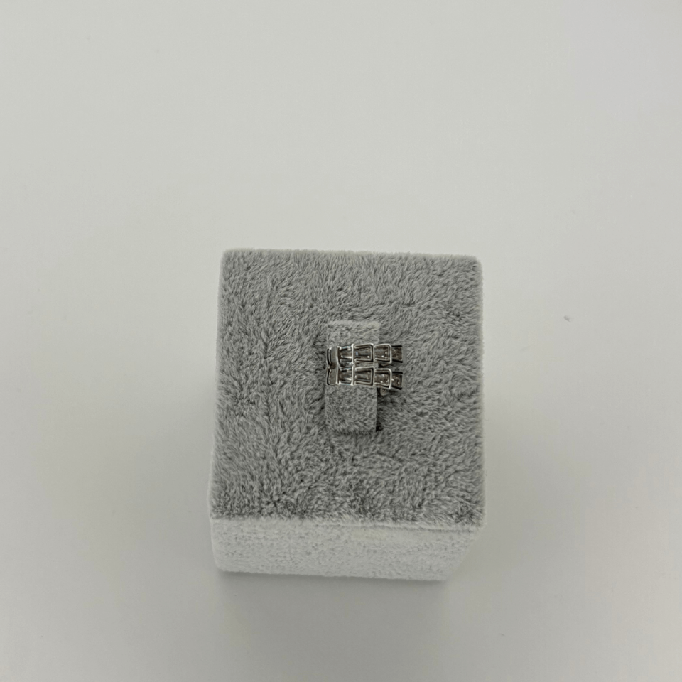 Çift Sıra Parlak Taşlı Ayarlanabilir Silver Earcuff