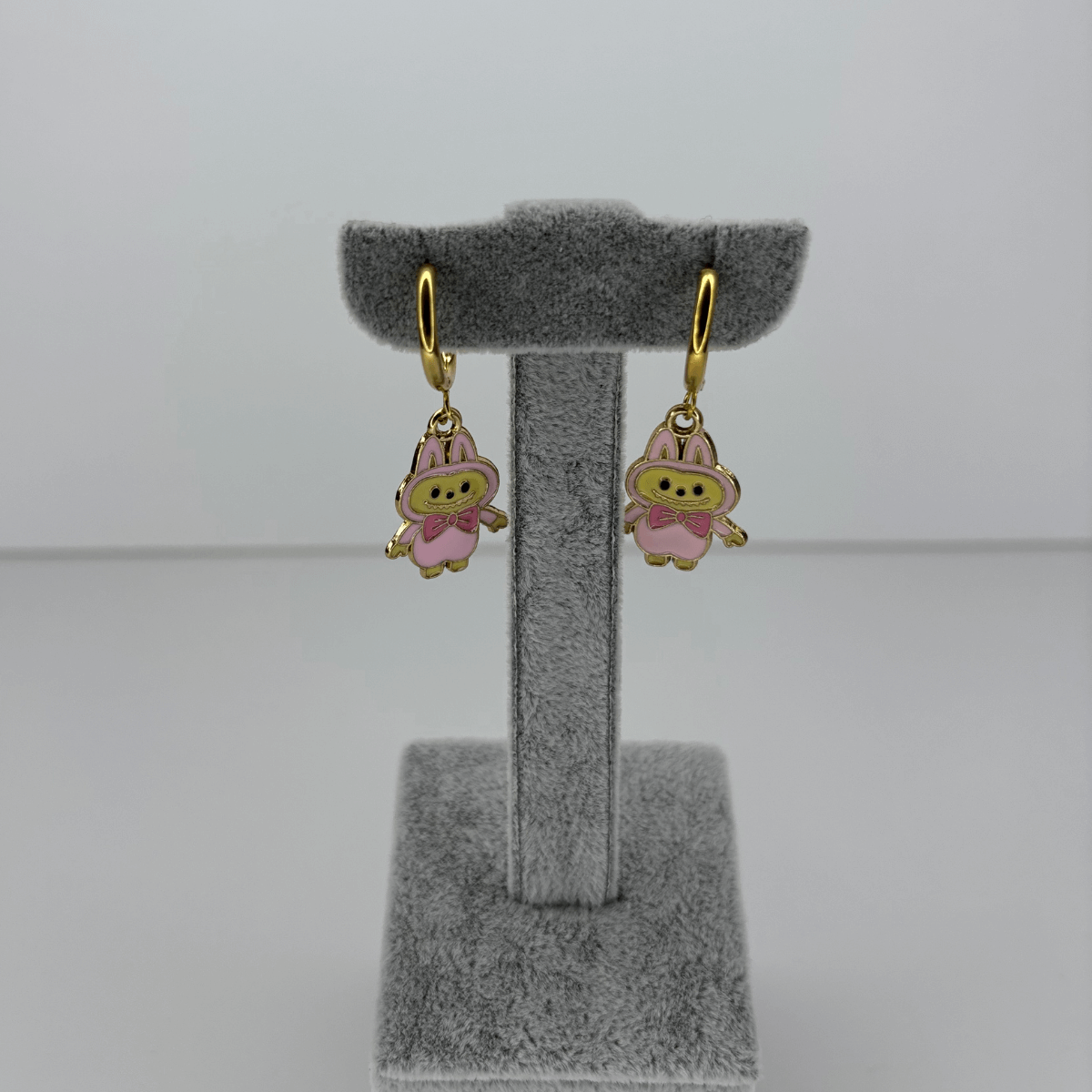 Pembe Renkli Labubu Gold Küpe