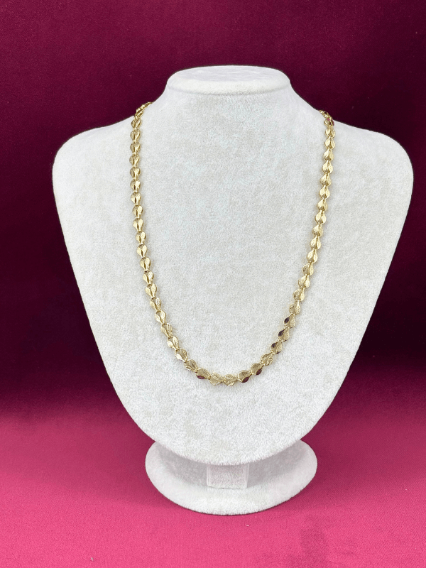 14 K Renginde Çift Sıra Yaprak Şekilli Gold Kolye