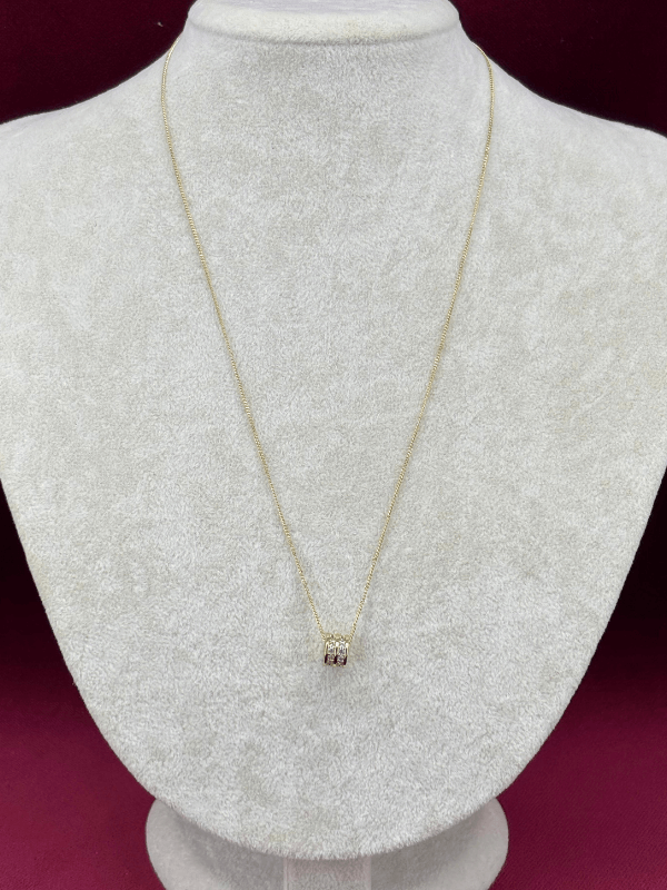 14 K Renginde Çift Sıra Taşlı Daire Şekilli Minimal Gold Kolye