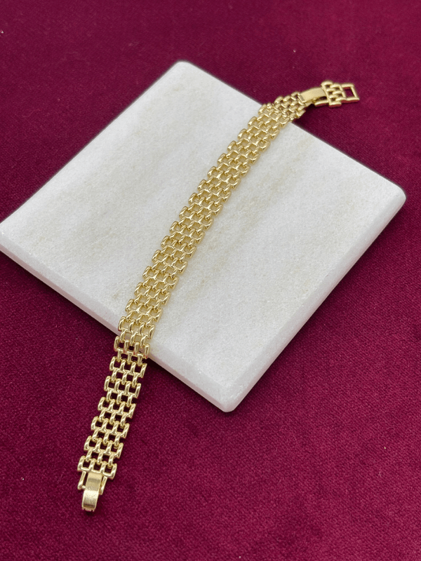 14 K Renginde Hasır Örgü Model Gold Bileklik