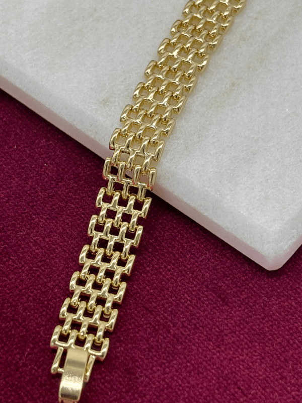 14 K Renginde Hasır Örgü Model Gold Bileklik