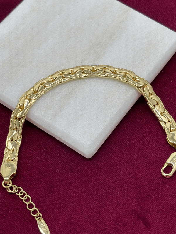 14 K Renginde Kalın Örgü Model Gold Bileklik