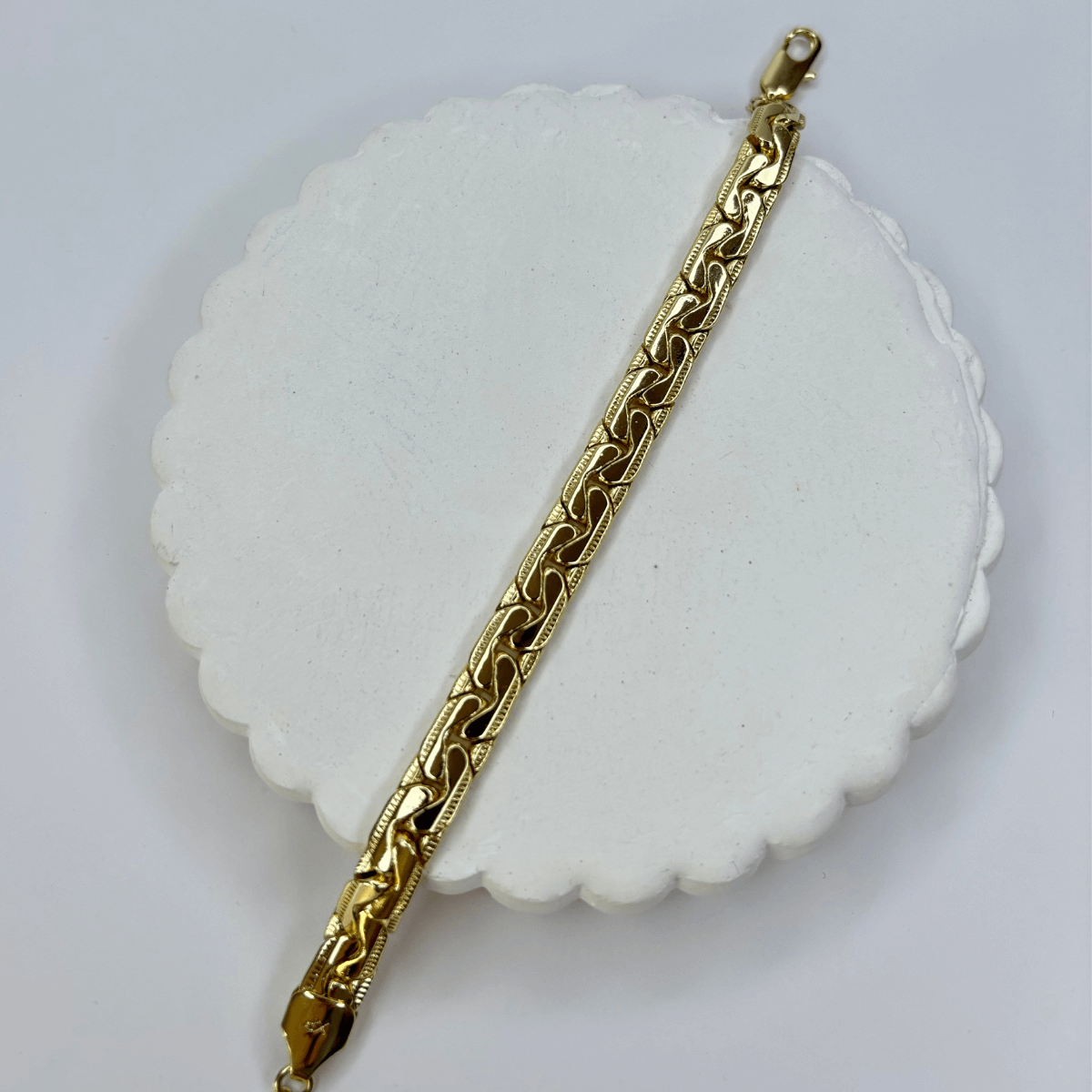 14 K Renginde Kalın Örgü Model Gold Bileklik