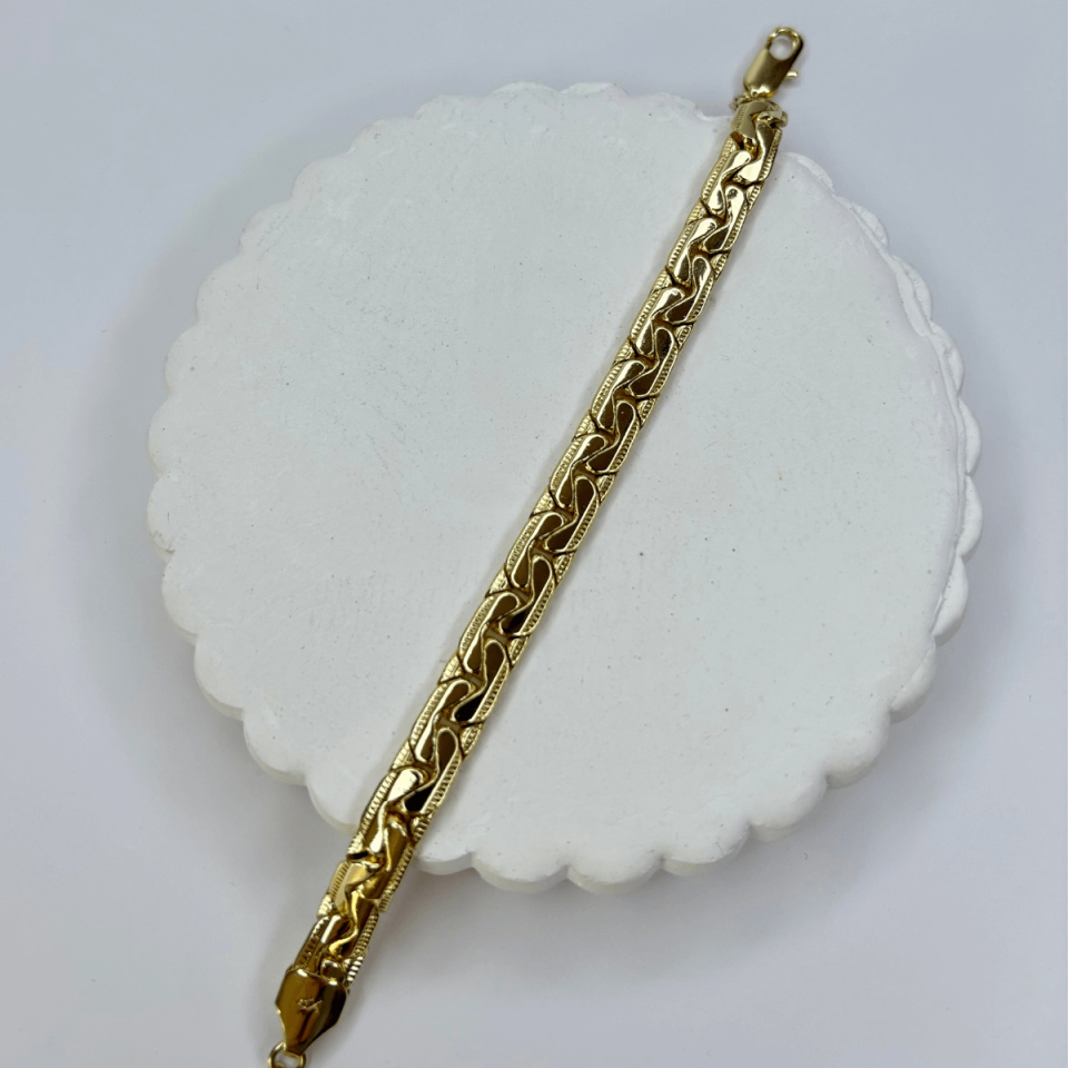 14 K Renginde Kalın Örgü Model Gold Bileklik