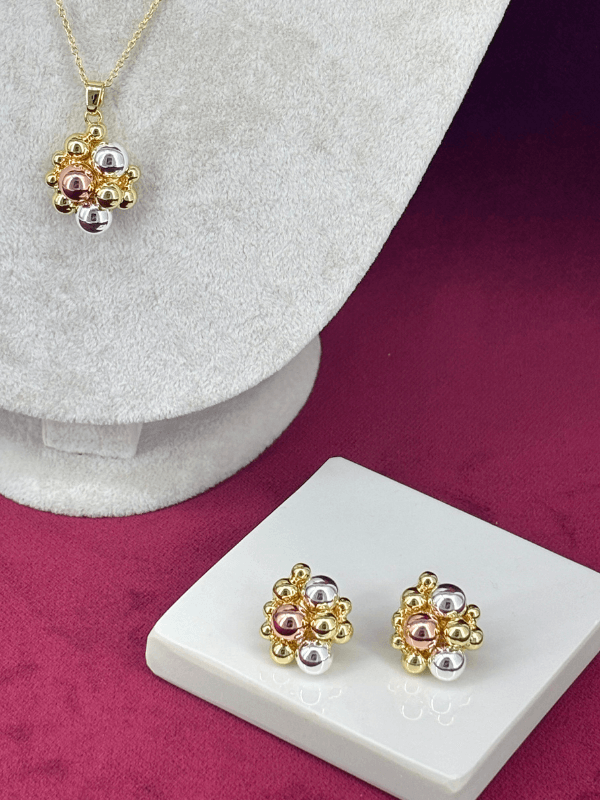 Üç Renkli Topçuk Şekilli Gold Set