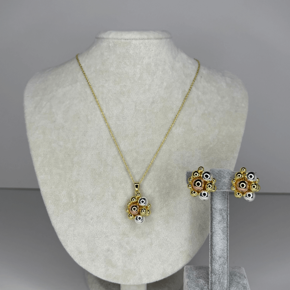 Üç Renkli Topçuk Şekilli Gold Set