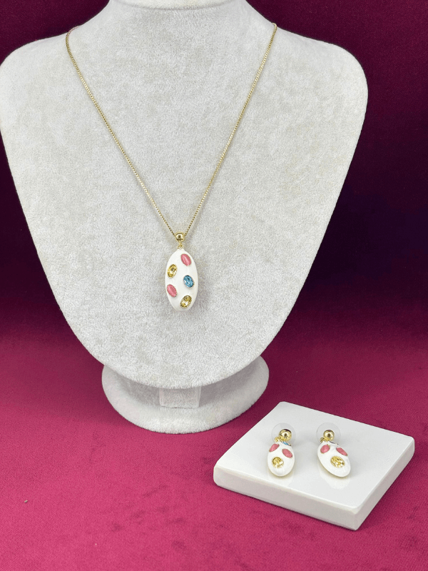 Renkli Oval Şekilli Gold Set