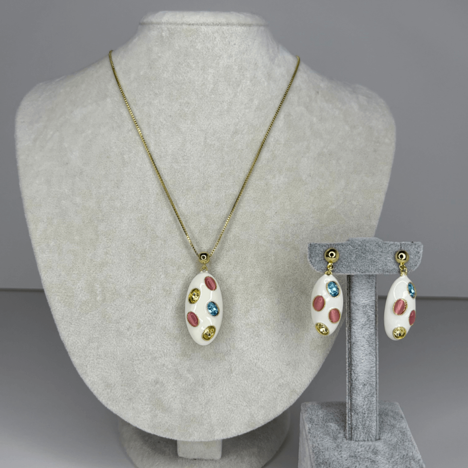 Renkli Oval Şekilli Gold Set