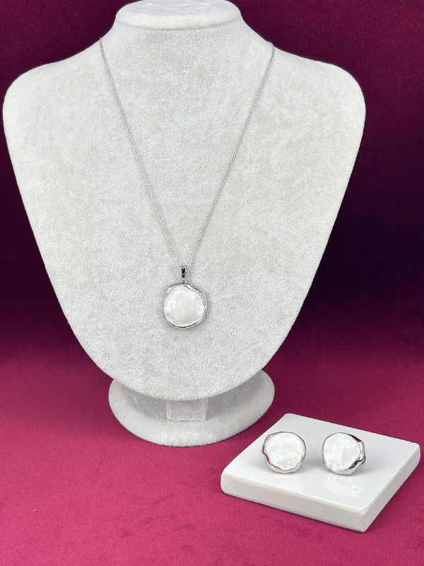 Beyaz Sedef Yansımalı Silver Renkli Set