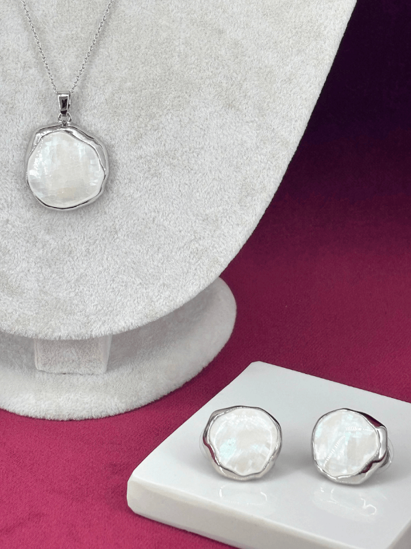 Beyaz Sedef Yansımalı Silver Renkli Set