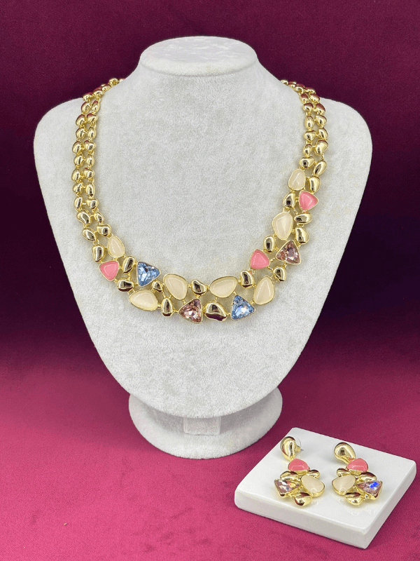 Rengarenk Parlak Geometrik Şekilli Gold Kalın Set