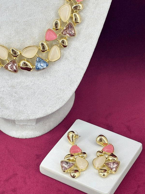 Rengarenk Parlak Geometrik Şekilli Gold Kalın Set